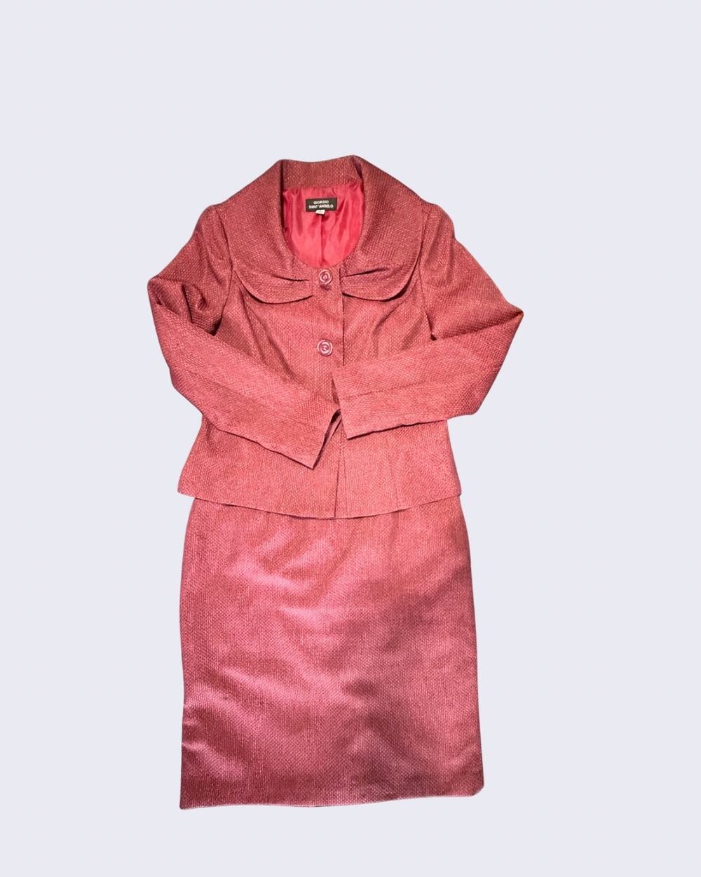 Vintage Giorgio Sant'Angelo Textured Pink 2-Piece Skirt Suit Set - Size 12